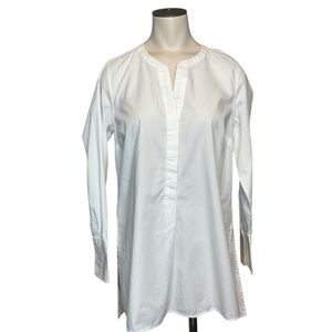 OLD NAVY sz Small Tunic Blouse Popover Long Sleeve Cotton Crisp White NWT